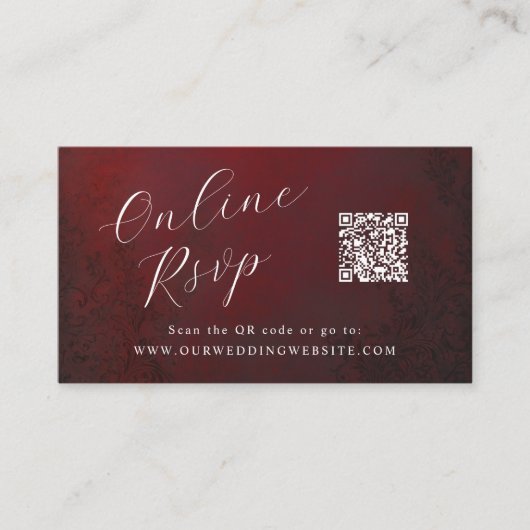 Online RSVP QR Code theatrale ornamentale bruiloft Visitekaartje (Voorkant)
