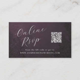 Online RSVP QR Code theatrale ornamentale bruiloft Visitekaartje