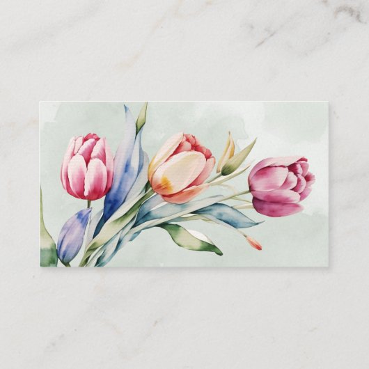 Online RSVP QR Code tulpen lente website Visitekaartje (Achterkant)