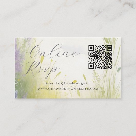 Online RSVP QR Code wolken bruiloft website Visitekaartje (Voorkant)