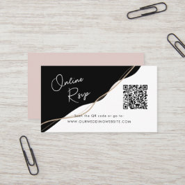 Online RSVP QR Code zwart en wit bruiloft website Visitekaartje