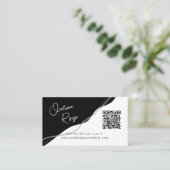Online RSVP QR Code zwart en wit bruiloft website Visitekaartje (Staand voorkant)