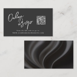 Online RSVP QR-code zwarte satijnen website Visitekaartje
