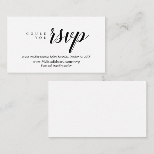 Online RSVP-website, Modern Classy Minimalist Informatiekaartje (Voorkant / Achterkant)