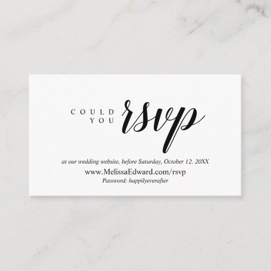 Online RSVP-website, Modern Classy Minimalist Informatiekaartje (Voorkant)