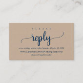 Online RSVP-website, Navy Blue font, Brown Kraft Informatiekaartje (Voorkant)