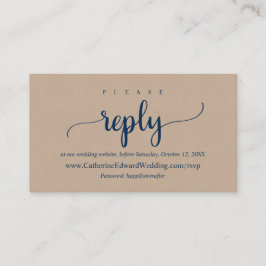 Online RSVP-website, Navy Blue font, Brown Kraft Informatiekaartje