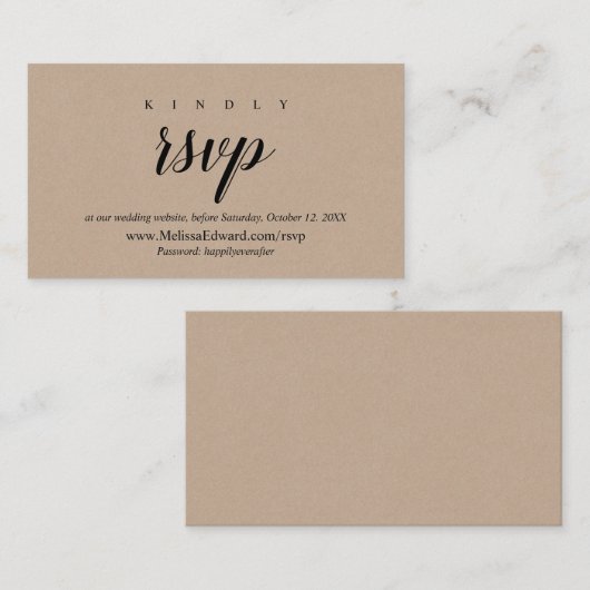 Online RSVP-website, Rustic Brown Kraft Informatiekaartje (Voorkant / Achterkant)