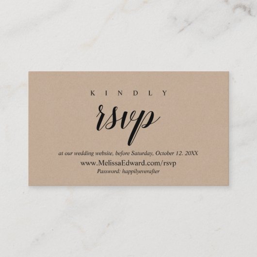Online RSVP-website, Rustic Brown Kraft Informatiekaartje (Voorkant)