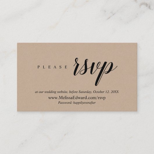 Online RSVP-website, Rustic Brown Kraft Informatiekaartje (Voorkant)