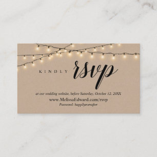 Online RSVP-website, String Lights Kraft Enclosure Informatiekaartje