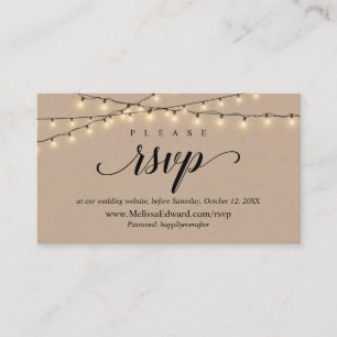 Online RSVP-website, String Lights Kraft Informatiekaartje