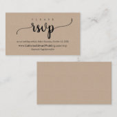 Online RSVP-website, zwart script, bruine Kraft Informatiekaartje (Voorkant / Achterkant)
