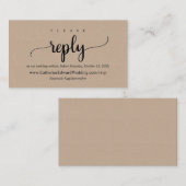 Online RSVP-website, zwart script, bruine Kraft Informatiekaartje (Voorkant / Achterkant)