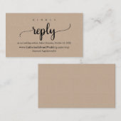 Online RSVP-website, zwart script, bruine Kraft Informatiekaartje (Voorkant / Achterkant)