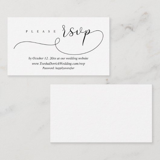 Online RSVP Wedding Reply, Modern Minimalist Encl Informatiekaartje (Voorkant / Achterkant)