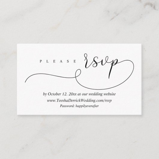 Online RSVP Wedding Reply, Modern Minimalist Encl Informatiekaartje (Voorkant)