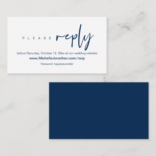 Online RSVP, Wedding-website, wachtwoord, Modern E Informatiekaartje (Voorkant / Achterkant)