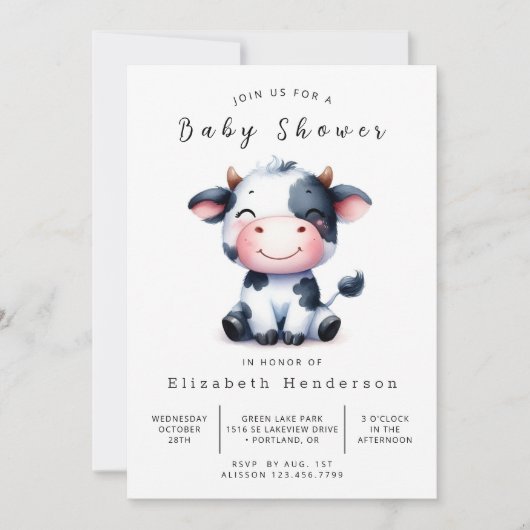 Online Rustic Barn Koe Baby shower Kaart (Voorkant)