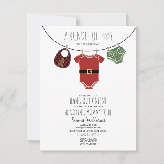 Online Santa Christmas Baby shower Kaart (Voorkant)