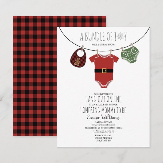 Online Santa Christmas Baby shower Kaart (Voorkant / Achterkant)