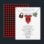 Online Santa Christmas Baby shower Kaart<br><div class="desc">Online baby shower per mail thema met Een illustratie van een waslijn met kerstpak babykleding,  groene luier,  en buffalo plaid peperkoek slabbetje met plaid achterzijde.</div>