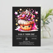 Online Schattige Elegant Muffin Meisje Verjaardag Kaart (Staand voorkant)