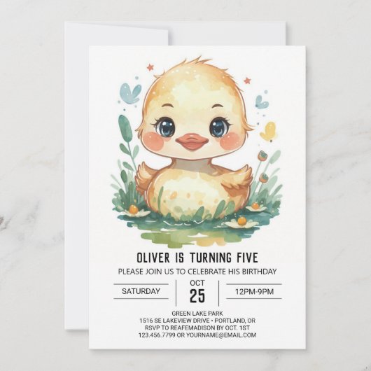 Online Schattigee eendenverjaardag Kaart (Voorkant)