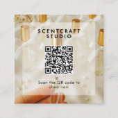 Online Shop Modern Photo Overlay QR Code Square Vierkante Visitekaartje (Voorkant)