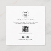 Online Shop Promotional QR Code Thank You Inserts Vierkante Visitekaartje (Achterkant)