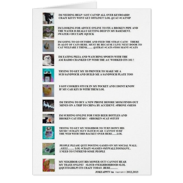 Online sms'en/chatkaarten van JokeAppTv tm (Voorkant)