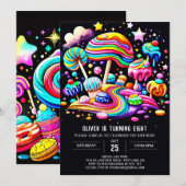 Online Snoep Wonderland Birthday Kaart (Voorkant / Achterkant)