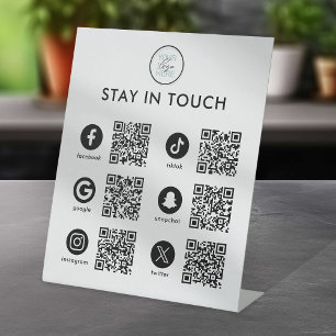 Online sociale media QR Code Pedestal Sign Reclamebord Met Voetstuk