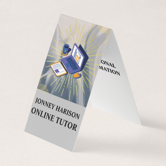 Online Tutor Educator Mentor Coach Silver Grey Visitekaartje (Voorkant)