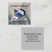 Online tutor instructeur virtueel leren zilver vierkante visitekaartje (Voorkant / Achterkant)