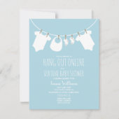 Online Virtual Baby shower Clothesline Blue Kaart (Voorkant)