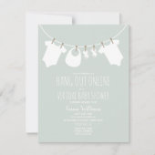 Online Virtual Blue Boy Baby shower Clothesline Kaart (Voorkant)