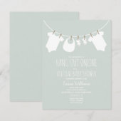 Online Virtual Blue Boy Baby shower Clothesline Kaart (Voorkant / Achterkant)