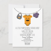 Online Virtual Halloween Pumpkin Baby shower Kaart (Voorkant)