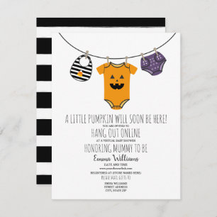 Online Virtual Halloween Pumpkin-Baby shower Kaart