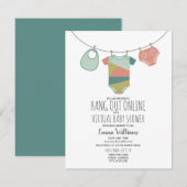 Online Virtual Neutral Baby shower waslijn Kaart (Voorkant / Achterkant)