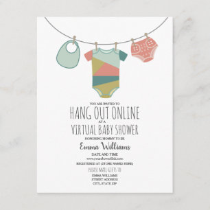 Online Virtual Neutral Baby shower waslijn Kaart