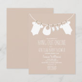 Online Virtual Pink Girl Baby shower Clothesline Kaart (Voorkant / Achterkant)