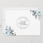 Online Virtual Wedding Blue, White en Grey Floral Save The Date (Achterkant)