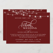 Online Virtual Wedding Bourgogne Rood, String Ligh Save The Date (Voorkant / Achterkant)