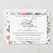 Online Virtual Wedding Dusty Blue en Blush Floral Save The Date (Voorkant)