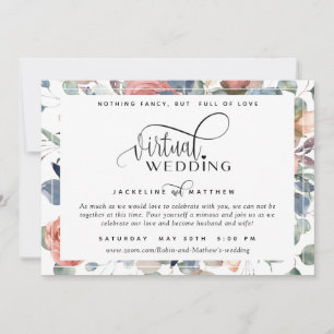 Online Virtual Wedding Dusty Blue en Blush Floral Save The Date
