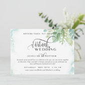 Online Virtual Wedding Elegant Greenery Waterverf Save The Date (Staand voorkant)