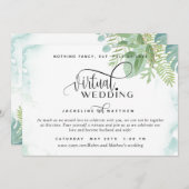 Online Virtual Wedding Elegant Greenery Waterverf Save The Date (Voorkant / Achterkant)