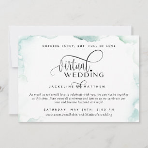 Online Virtual Wedding, Elegante Waterverf Vlekken Save The Date
